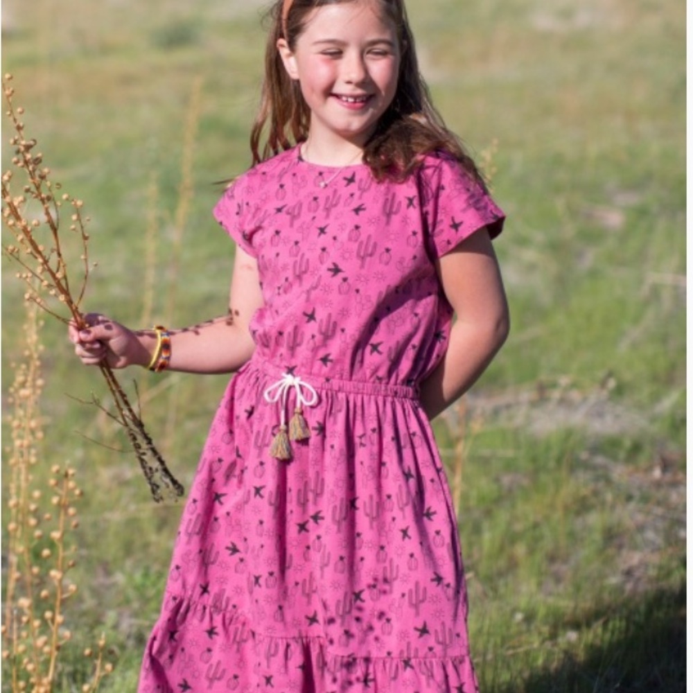 EUC Tea Collection Pink Cactus Pattern MIDI Dress